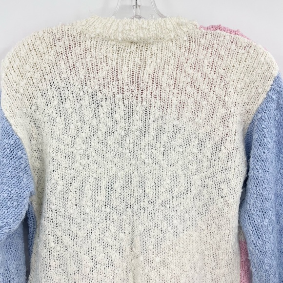 VTG Needles & Yarn Grannycore Knobby Chunky Knit Pastel Floral Crewneck Sweater - Picture 9 of 11